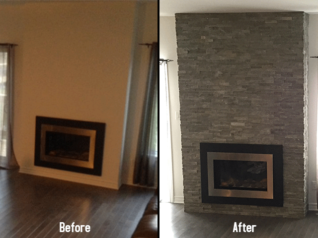 Fire Place before and after